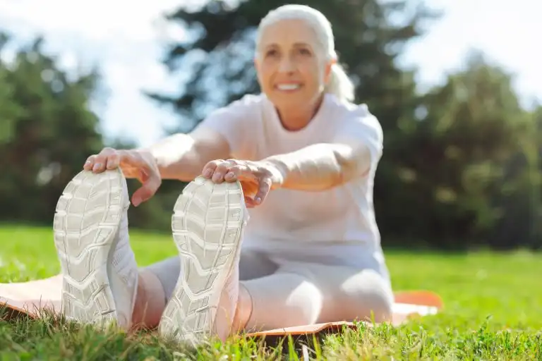 An old lady exercising