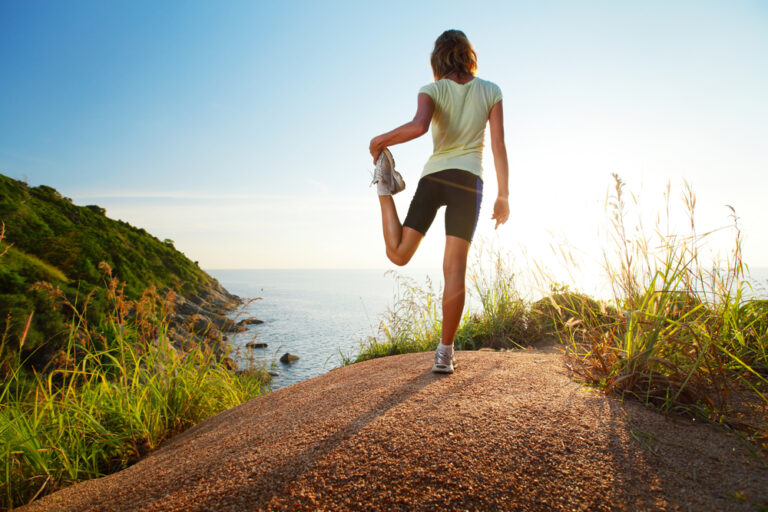 This image shows a woman doing some stretching