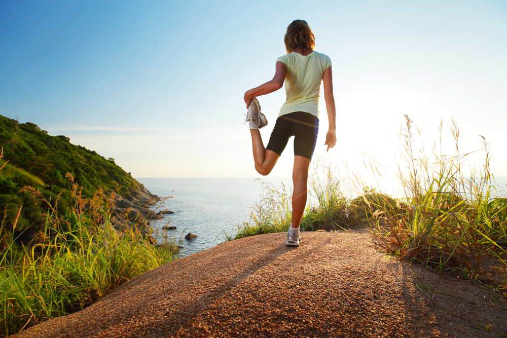 This image shows a woman doing some stretching